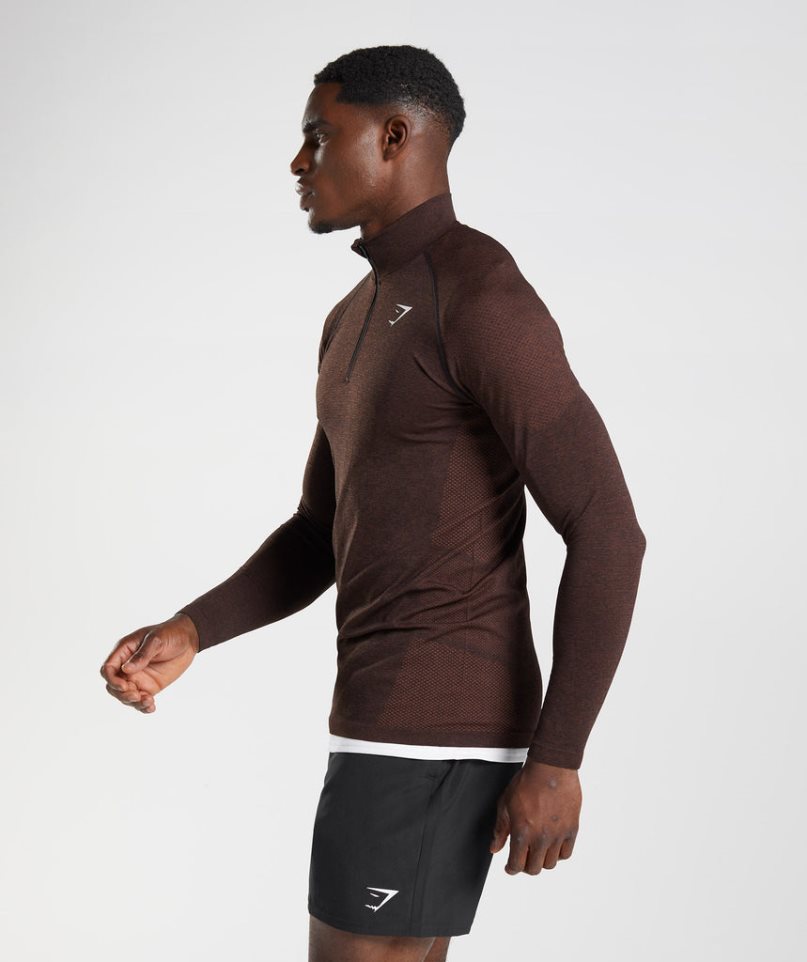 Men's Gymshark Vital Light 1/4 Zip Sweatshirts Dark Brown | CA N158A7